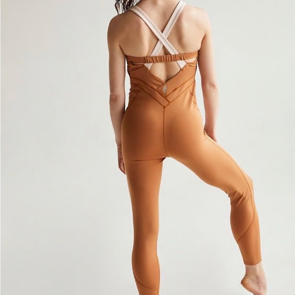 Free People Movement Rebel Onesie Jumpsuit Two Toned Burnt Topaz Medium - Picture 2 of 5